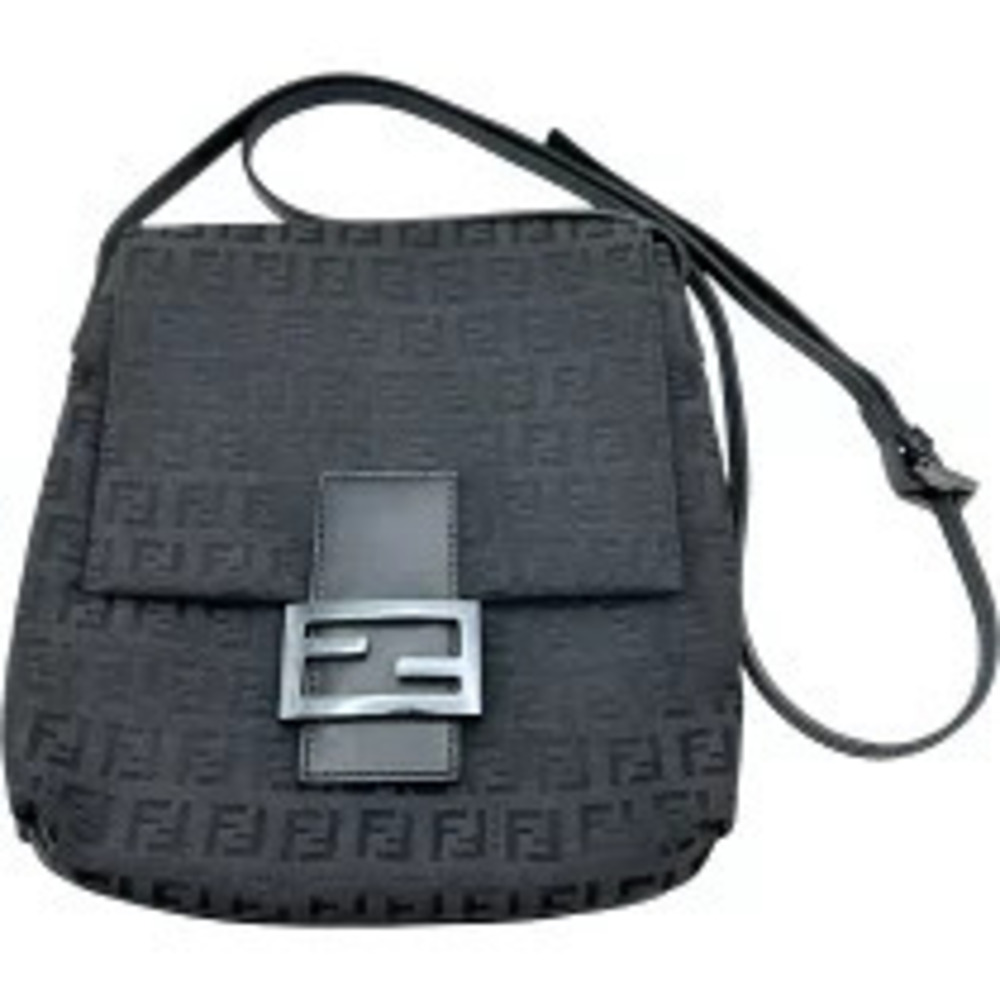 Fendi Zucchino Shoulder Bag Black Canvas
